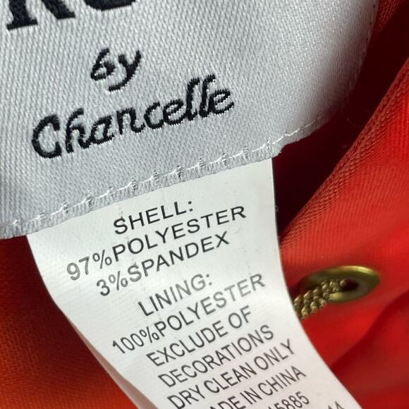 Verucci by Chancelle Orange Satin Shift Dress Size 14 Asymmetrical Neckline - Picture 7 of 7